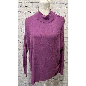 Lou & Grey Mock Neck Drop Sleeve Soft Knit Sweater Women's Medium Oversized